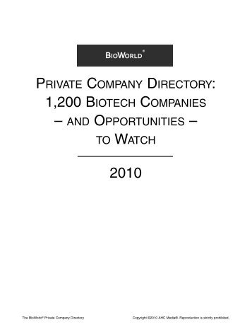 private company directory - BioWorld