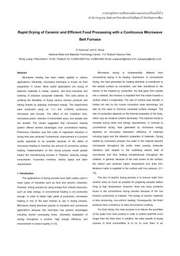 Rapid Drying of Ceramic and Efficient Food Processing ... - E-NETT