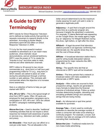 A Guide to DRTV Terminology - Mercury Media