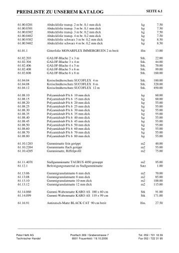 Preislieste WG 6