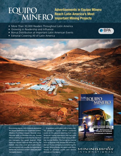 Equipo Minero 2012 Editorial Calendar - Mining Media