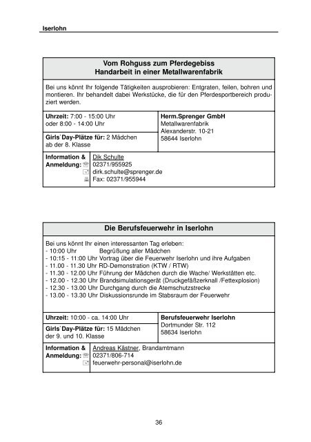 Girls' Day am 14. April 2011 (pdf-Dokument - Iserlohn