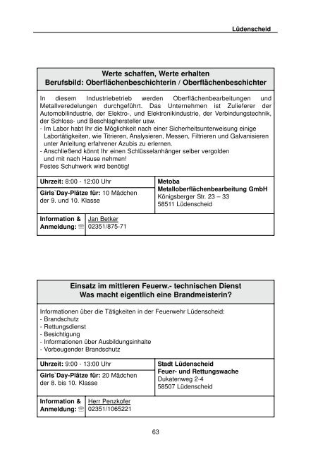 Girls' Day am 14. April 2011 (pdf-Dokument - Iserlohn