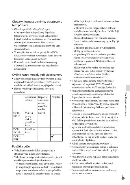 Sony DCR-PJ5E - DCR-PJ5E Consignes d&rsquo;utilisation Slovaque