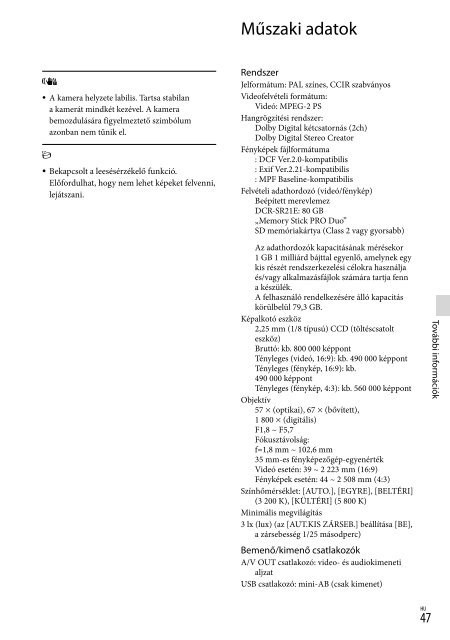 Sony DCR-PJ5E - DCR-PJ5E Consignes d&rsquo;utilisation Slovaque