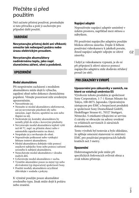 Sony DCR-PJ5E - DCR-PJ5E Consignes d&rsquo;utilisation Slovaque