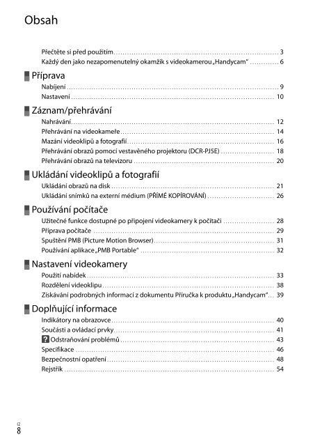 Sony DCR-PJ5E - DCR-PJ5E Consignes d&rsquo;utilisation Slovaque