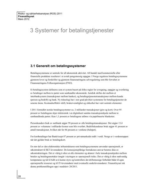 RISIKO- OG SÅRBARHETSANALYSE (ROS) - Finanstilsynet