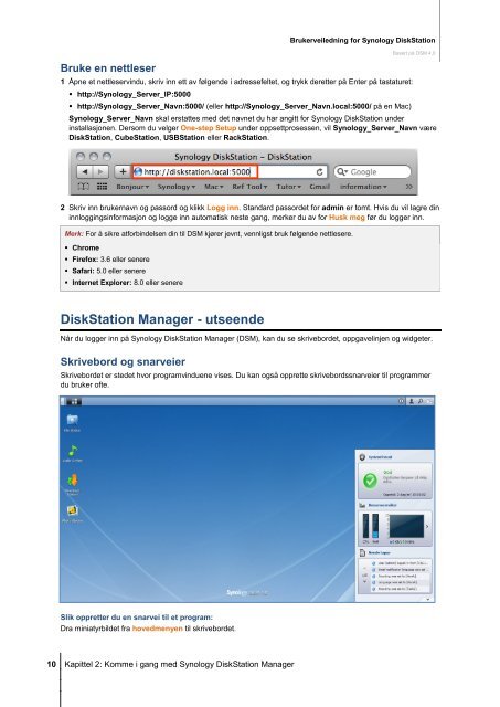 Brukerveiledning for Synology DiskStation Basert på DSM 4.0