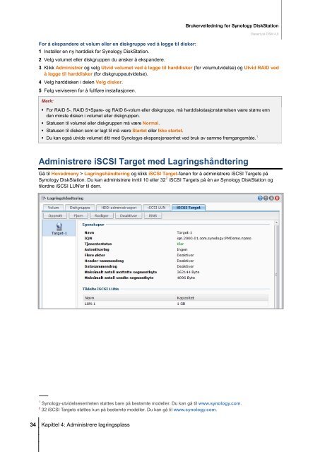 Brukerveiledning for Synology DiskStation Basert på DSM 4.0