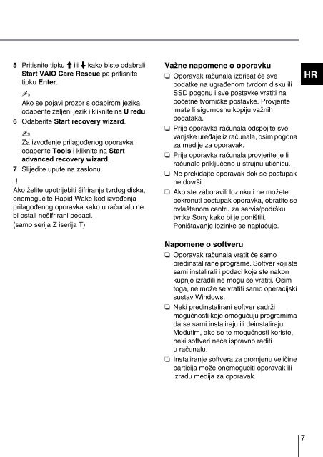 Sony SVE14A1M6E - SVE14A1M6E Guide de d&eacute;pannage Slov&eacute;nien