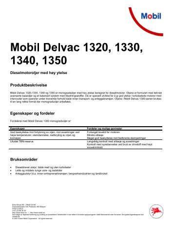 Mobil Delvac 1320,1330, 1340, 1350 (PDF) - Lindberg & Lund AS