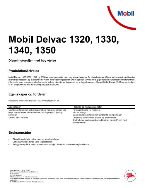 Mobil Delvac 1320,1330, 1340, 1350 (PDF) - Lindberg & Lund AS