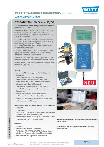 Gasanalysator OXYBABY Med - WITT Gasetechnik GmbH