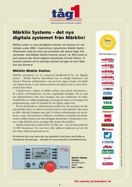 Märklin Systems - det nya digitala systemet från ... - FV Elektro AB