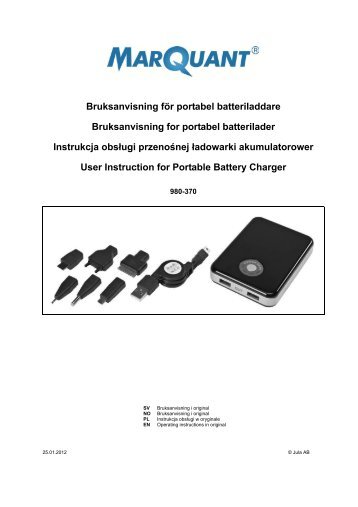 Bruksanvisning för portabel batteriladdare Bruksanvisning for ... - Jula