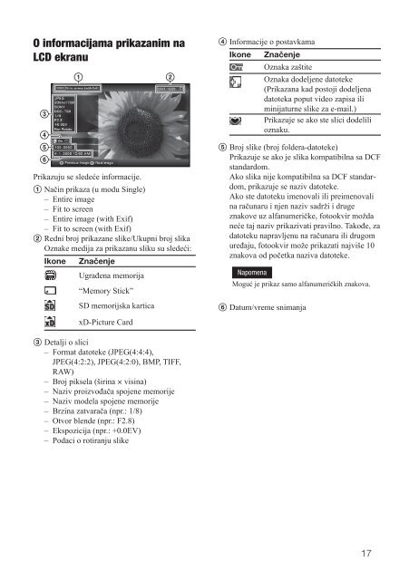 Sony DPF-D85 - DPF-D85 Istruzioni per l'uso Serbo