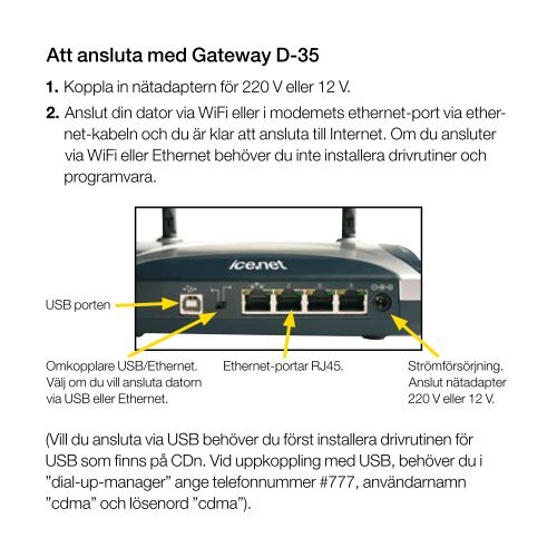 MOBILE BROADBAND Gateway D-35 Quick Guide - Kundeservice ...