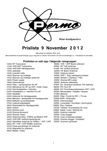 Prisliste 9 November 2 0 1 2 - Permo Electronics