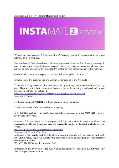 Instamate 2.0 Review - Is 2017 Version Worth It