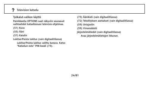 Sony KDL-32NX500 - KDL-32NX500 Consignes d&rsquo;utilisation Finlandais