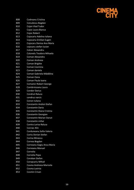 Lista castigatorilor Hollywod la Mana Ta pe categorii de premii