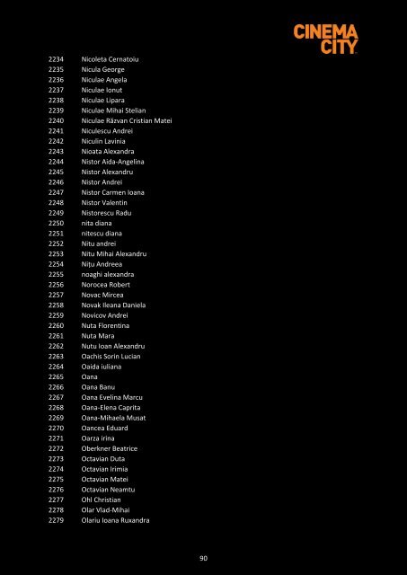 Lista castigatorilor Hollywod la Mana Ta pe categorii de premii