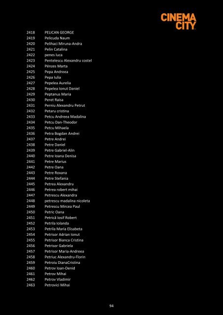 Lista castigatorilor Hollywod la Mana Ta pe categorii de premii