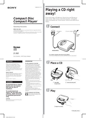 Sony D-368 - D-368 Istruzioni per l'uso Inglese