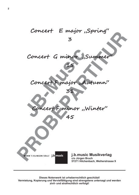 Notenbuch " Die Vier Jahreszeiten" von  A. Vivaldi / Arr.: Prof. V. Romanko