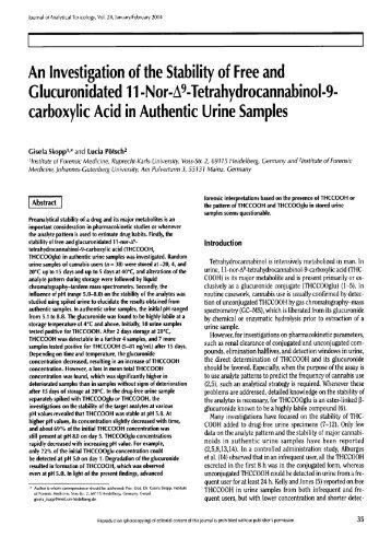 Nor-Ag-Tetrahydrocannabinol-9 - Journal of Analytical Toxicology