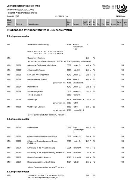 Studiengang WirtschaftsNetze (eBusiness) (WNB)