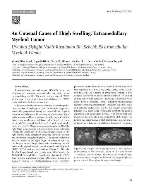 Turkish Journal of Hematology Volume: 31 - Issue: 2