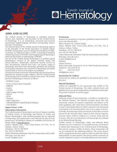 Turkish Journal of Hematology Volume: 31 - Issue: 2