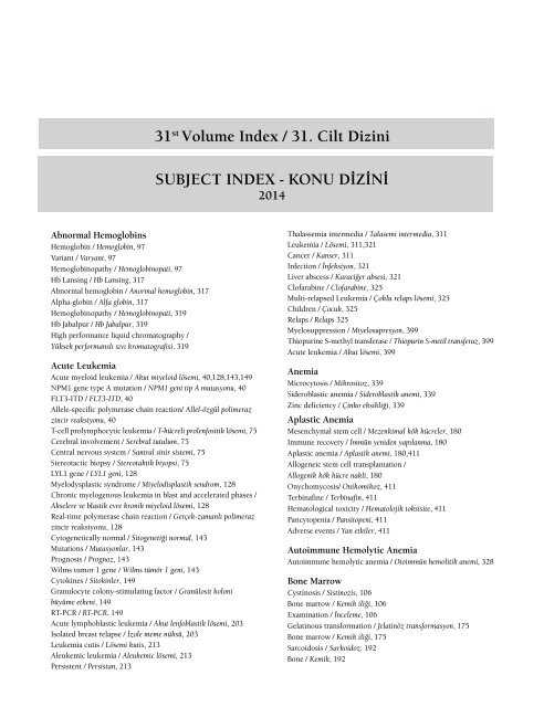 Turkish Journal of Hematology Volume: 31 - Issue: 4