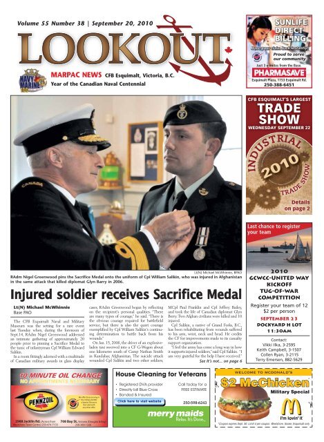 Injured soldier receives Sacrifice Medal - Lookout Newspaper