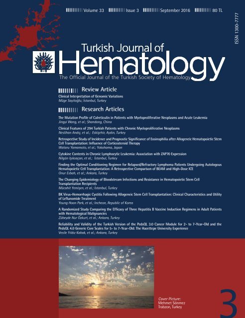 Turkish Journal of Hematology Volume: 33 - Issue: 3