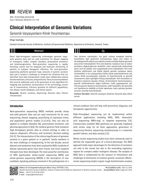 Turkish Journal of Hematology Volume: 33 - Issue: 3