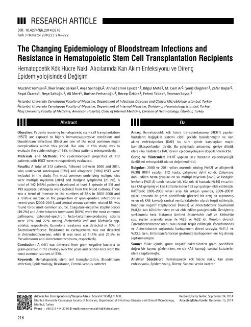 Turkish Journal of Hematology Volume: 33 - Issue: 3