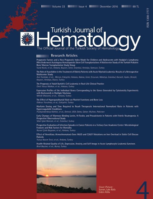 Turkish Journal of Hematology Volume: 33 - Issue: 4