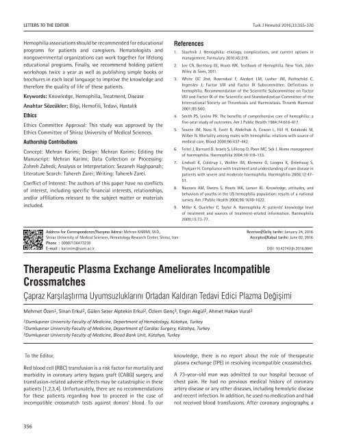 Turkish Journal of Hematology Volume: 33 - Issue: 4
