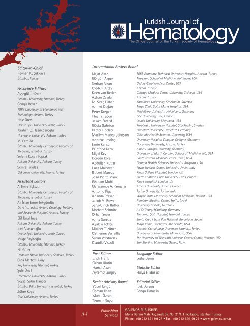 Turkish Journal of Hematology Volume: 33 - Issue: 4