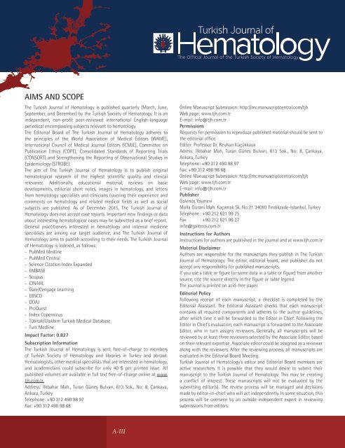 Turkish Journal of Hematology Volume: 33 - Issue: 4