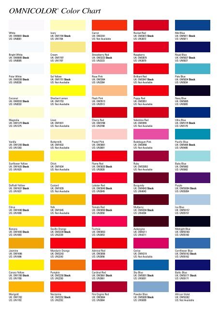 Omnicolor Color Chart