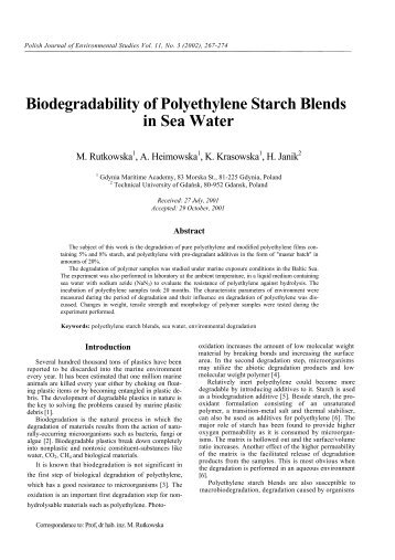 Biodegradability of Polyethylene Starch Blends in Sea Water