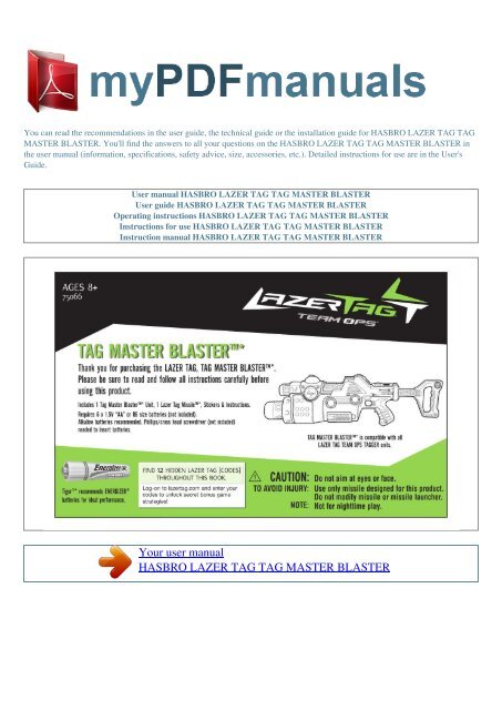 lazer tag tag master blaster - MY PDF MANUALS