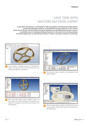 SAVE TIME WITH MASTERCAM SWISS EXPERT