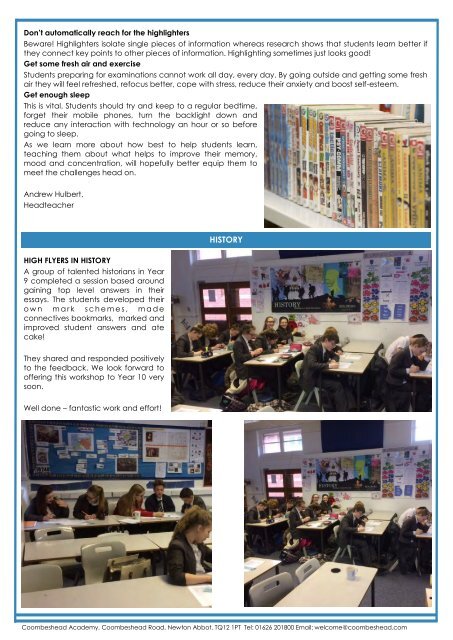 Coombeshead Academy Newsletter - Issue 54