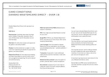 card conditions danske mastercard direct - Danske Bank