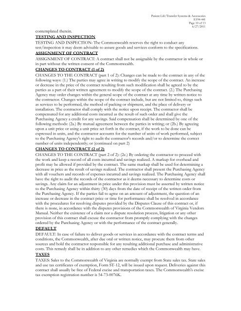 E194 - 441 - Division of Purchases and Supply - Commonwealth of ...